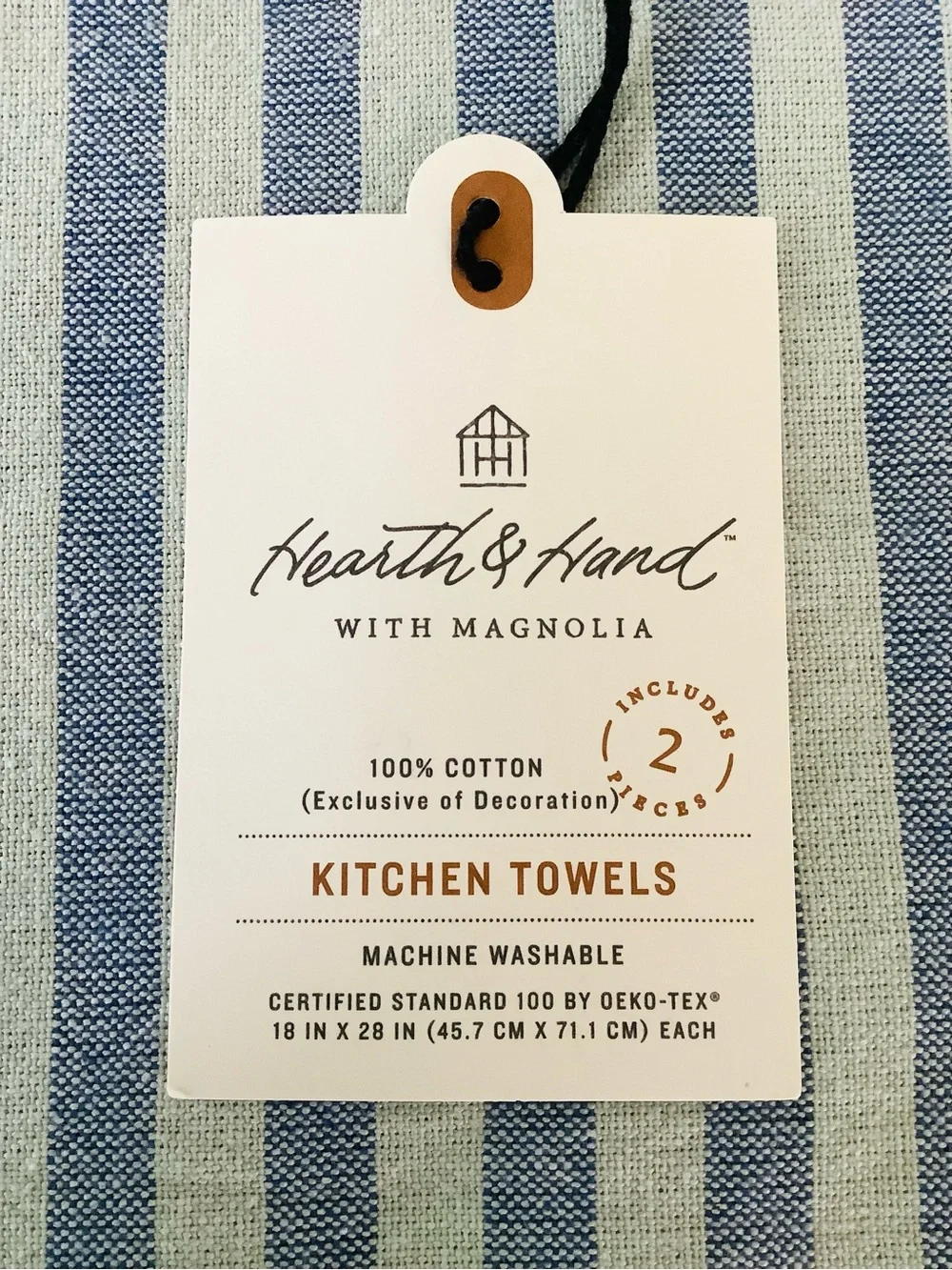 Hearth & Hand Magnolia Set of 2 Stripe + Blue Kitchen Towels